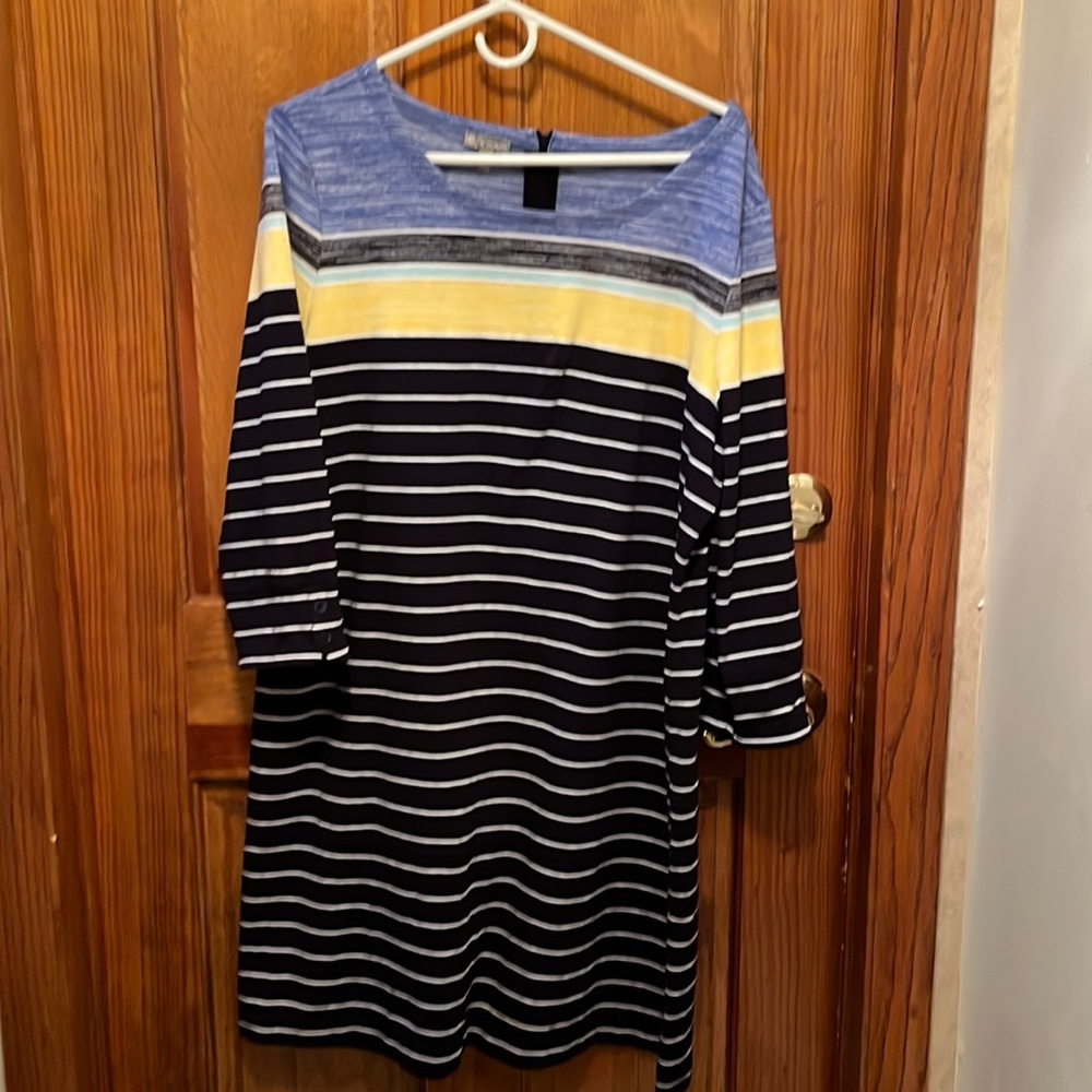 T By Talbots Navy Striped Dress Size XL